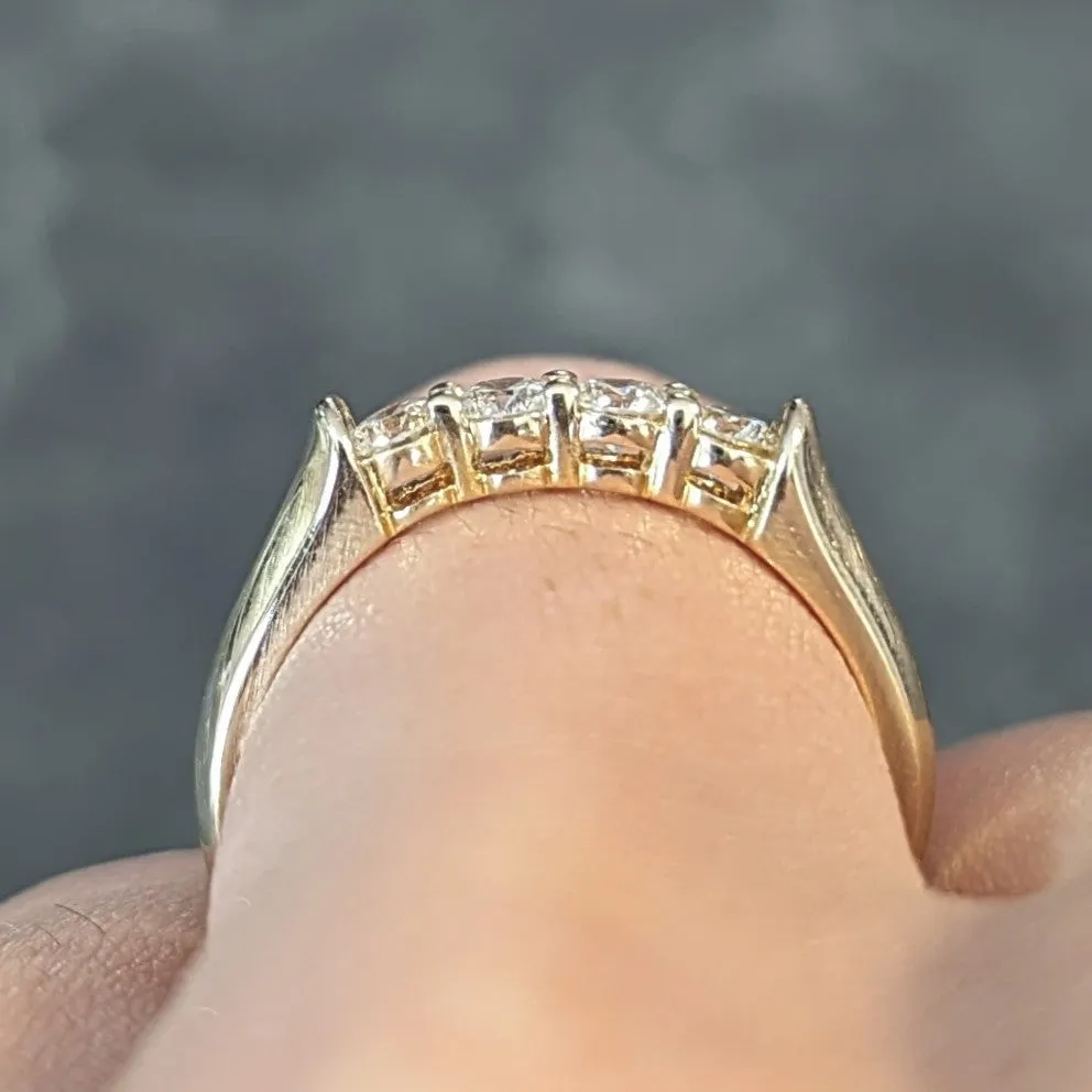 1990's 0.40 CTW Diamond 14 Karat Yellow Gold Vintage Stacking Band Ring