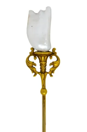 Art Nouveau Baroque Pearl 14 Karat Gold Sconce Ornamental Stickpin