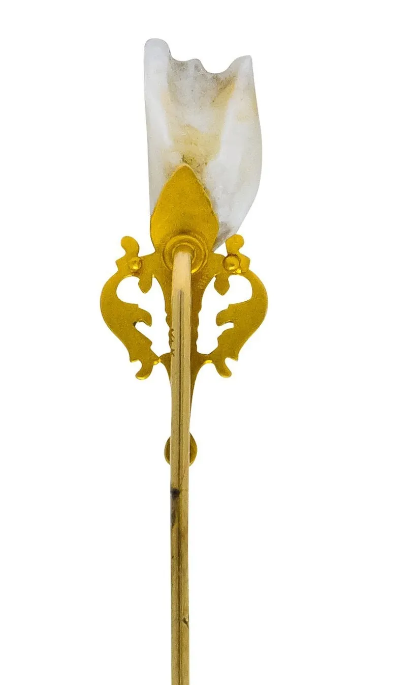 Art Nouveau Baroque Pearl 14 Karat Gold Sconce Ornamental Stickpin