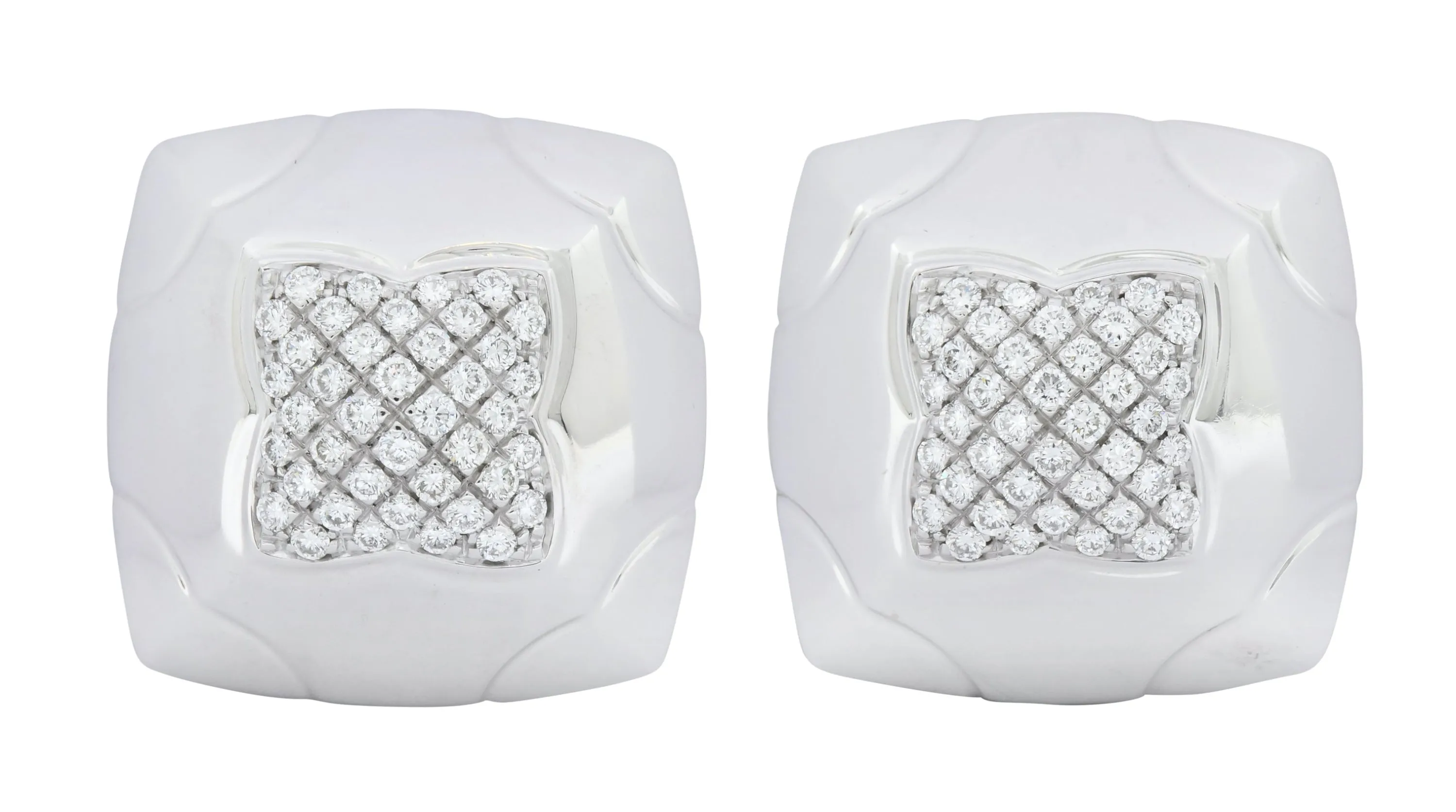 Bulgari 2.08 CTW Pave Diamond 18 Karat White Gold Pyramide Earrings