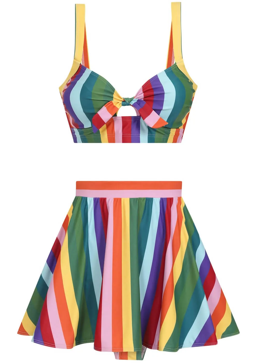 Collectif Rainbow Stripes 60's Bikini Top Multi