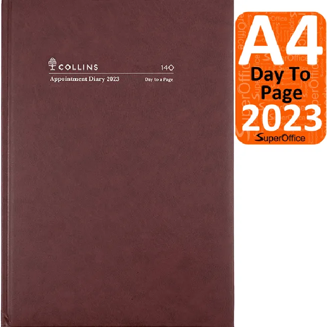 Collins A4 Day to Page 2023 Appointment Diary Burgundy 140.P78