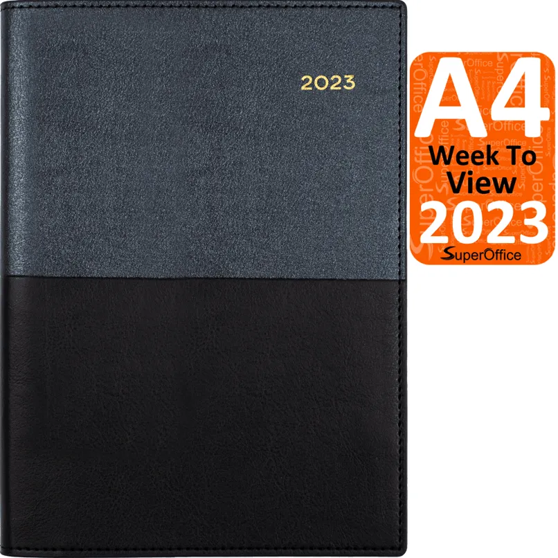 Collins Vanessa A4 Week To View 2023 Diary Black Calendar Year Planner