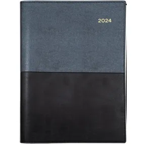 Collins Vanessa A4 Week To View 2024 Diary Black Calendar Year Planner