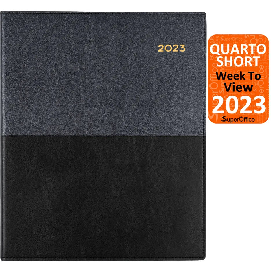 Collins Vanessa Quarto A4 Week To View 2023 Diary Black Calendar Planner