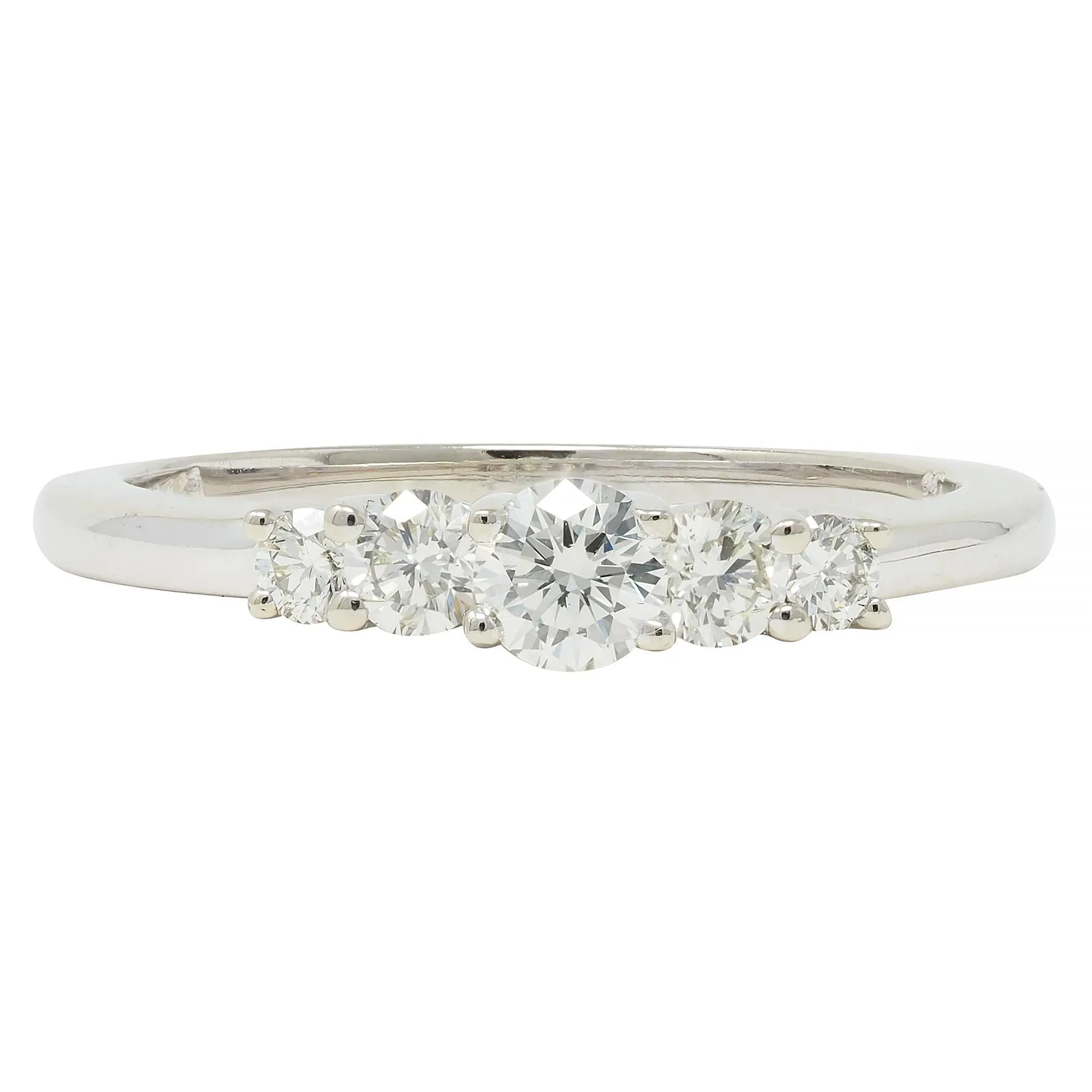 Contemporary 0.50 CTW Diamond 14 Karat White Gold Five Stone Band Ring