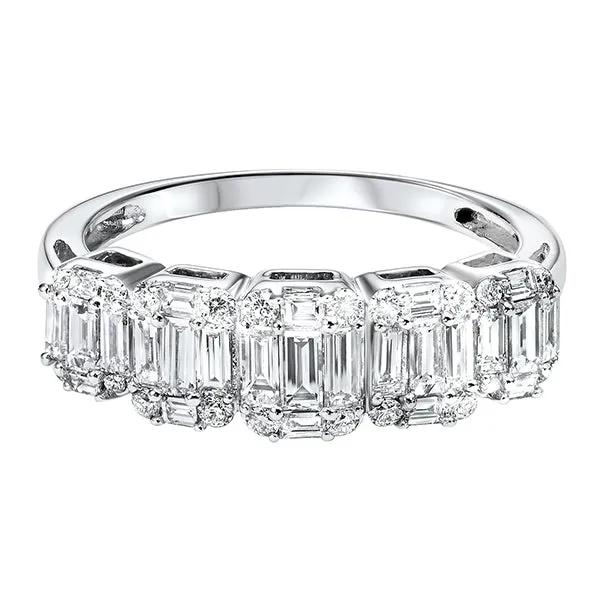 Diamond  Eternity Baguette Stackable Wedding Band in 14k White Gold (1 ctw)