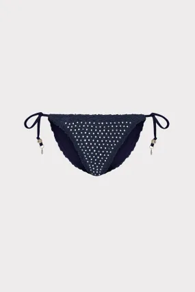 Glimmer String Bikini Bottom With Crystal Applique