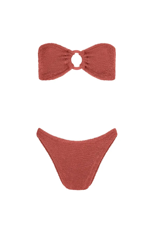 Gloria Bikini With Fabric Covered Hoops Metallic Rosewood