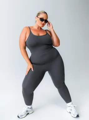 Go Getter Activewear Jumpsuit Grey Curve