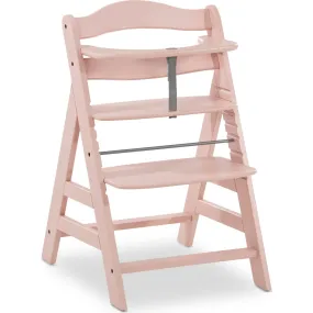 Hauck Baby Alpha+ Grow Along Adjustable Beechwood Wooden High Chair Seat + 5-Point Harness & Bumper Bar, Rose