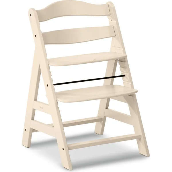 Hauck Baby Alpha+ Grow Along Adjustable Beechwood Wooden High Chair Seat + 5-Point Harness & Bumper Bar, Vanilla