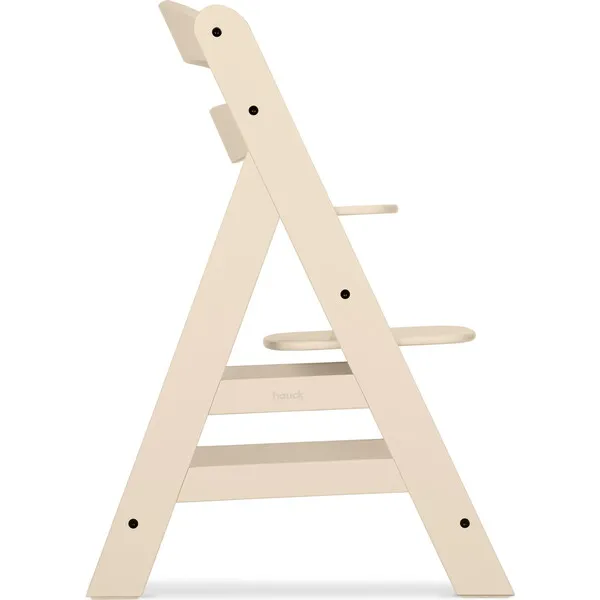 Hauck Baby Alpha+ Grow Along Adjustable Beechwood Wooden High Chair Seat + 5-Point Harness & Bumper Bar, Vanilla