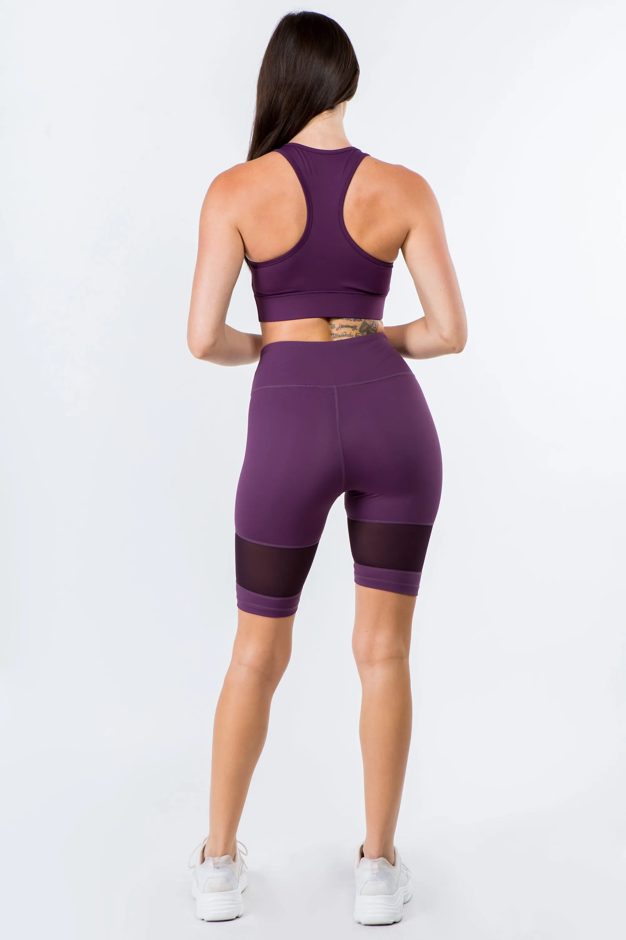 High Energy Active Mesh Sports Bra and Biker Shorts