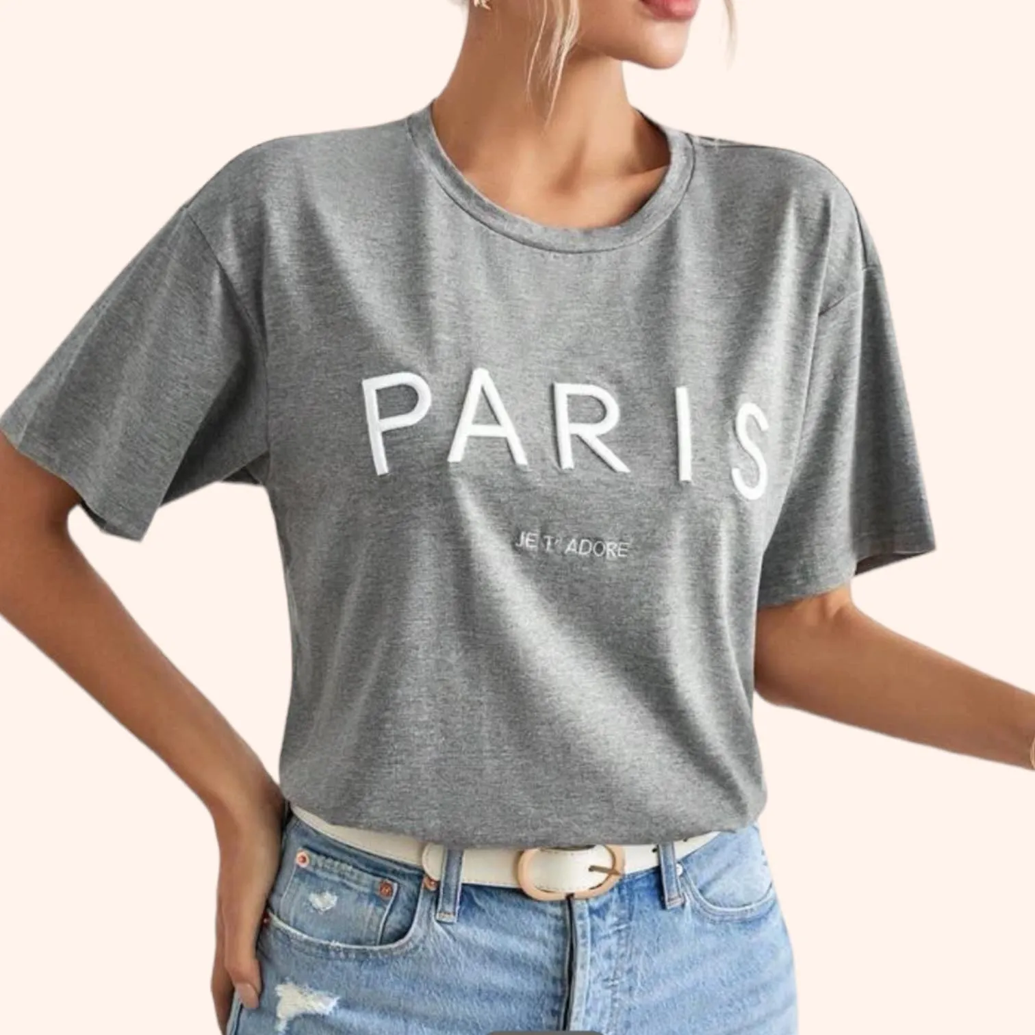 JERSY PARIS Embro Drop Shoulder Tee Top