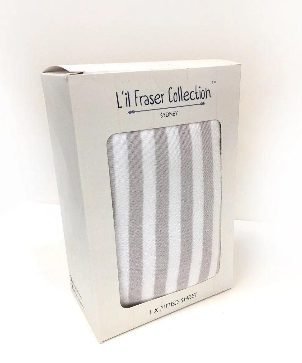 L'il Fraser 1 Fitted Cot Sheet Grey Stripe