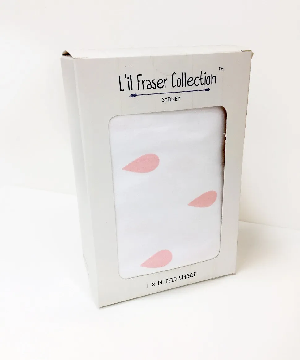 L'il Fraser 1 Fitted Cot Sheet Pink Raindrop