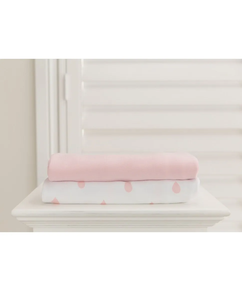 Lil Fraser 2 Set Fitted and Flat Cot Sheets Pink