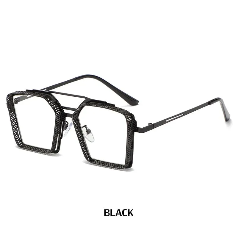 Men's Vintage Luxury UV400 Gradient Mirror Rectangle Square Sunglasses