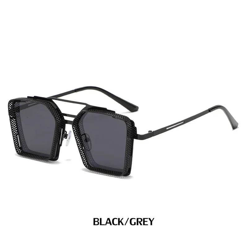 Men's Vintage Luxury UV400 Gradient Mirror Rectangle Square Sunglasses