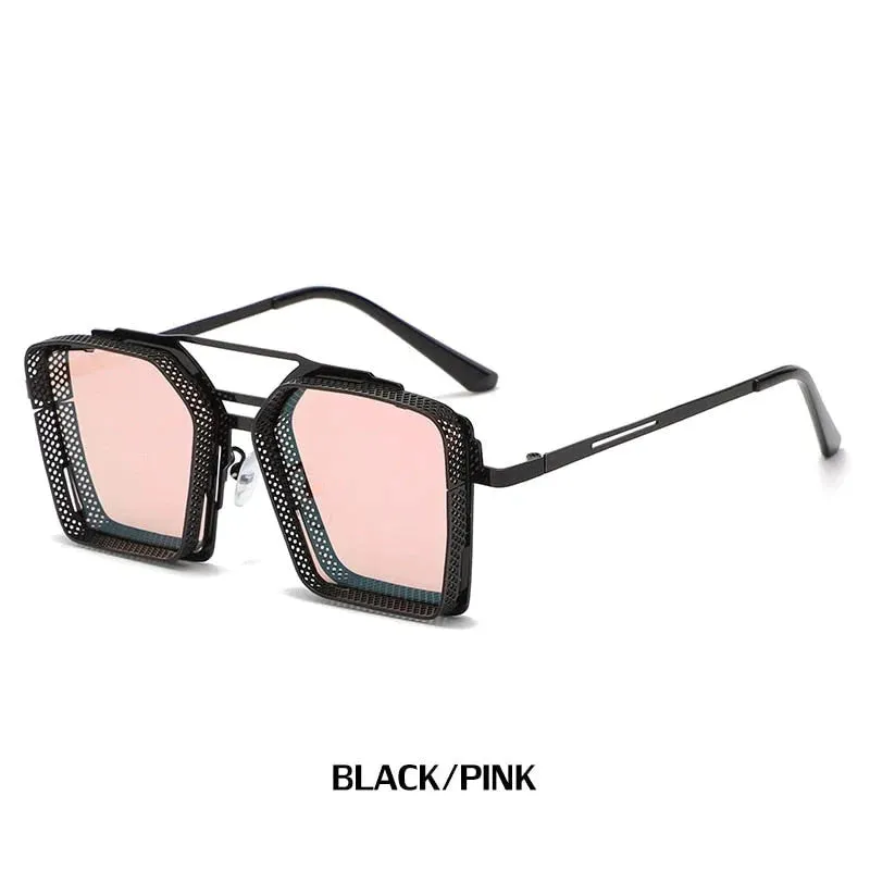 Men's Vintage Luxury UV400 Gradient Mirror Rectangle Square Sunglasses