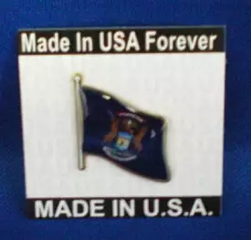 Michigan State Flagpole Pin Made in USA