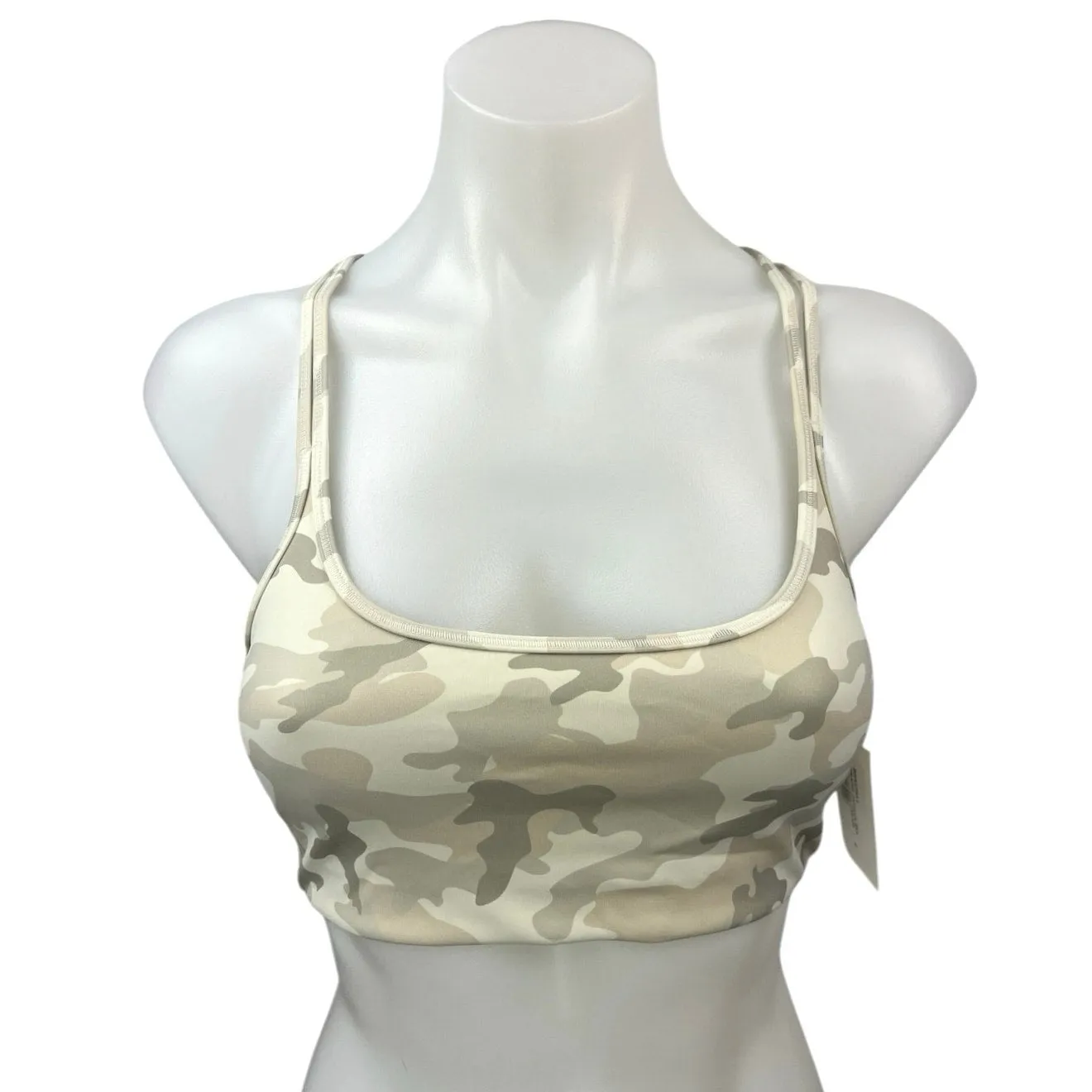 NEW Bandier x All Access Strappy Chorus Cream Camo Sports Bra Crop Tank Top S