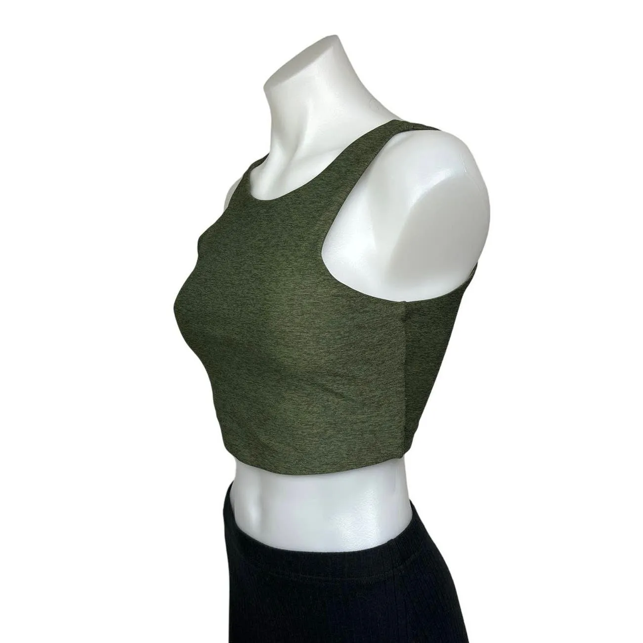 Outdoor Voices Green Signature Colorblock V-back Activewear Crop Top Sports Bra Tank Sz S