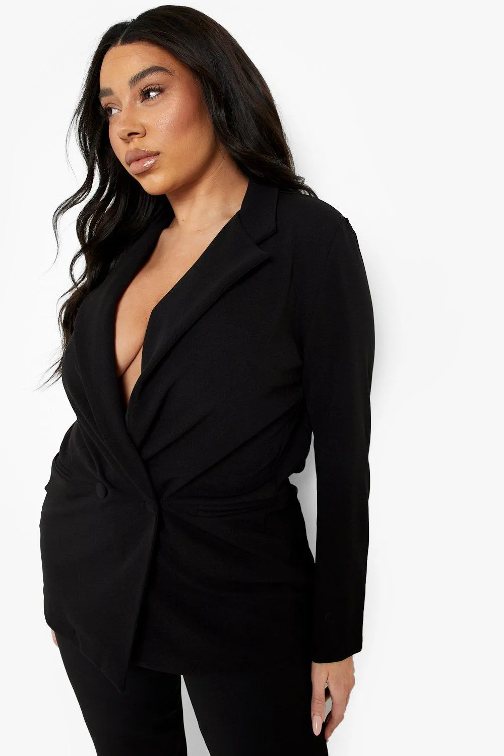 Plus Double Breasted Blazer