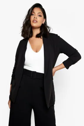 Plus Ruched Sleeve Blazer