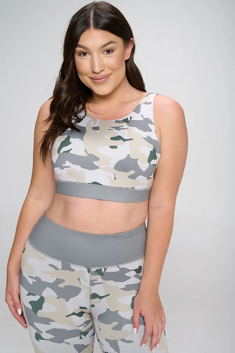 Plus Size High in Command Camouflage Active Sports Bra