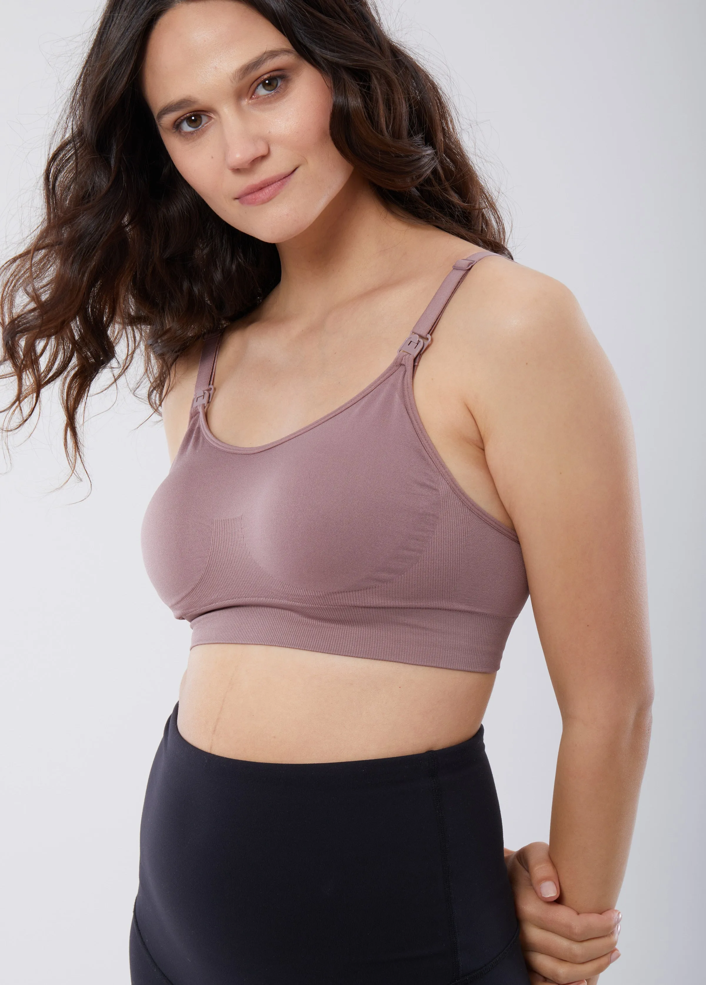 Seamless Drop Cup Nursing Bra 2-Pack Bundle Black Mauve