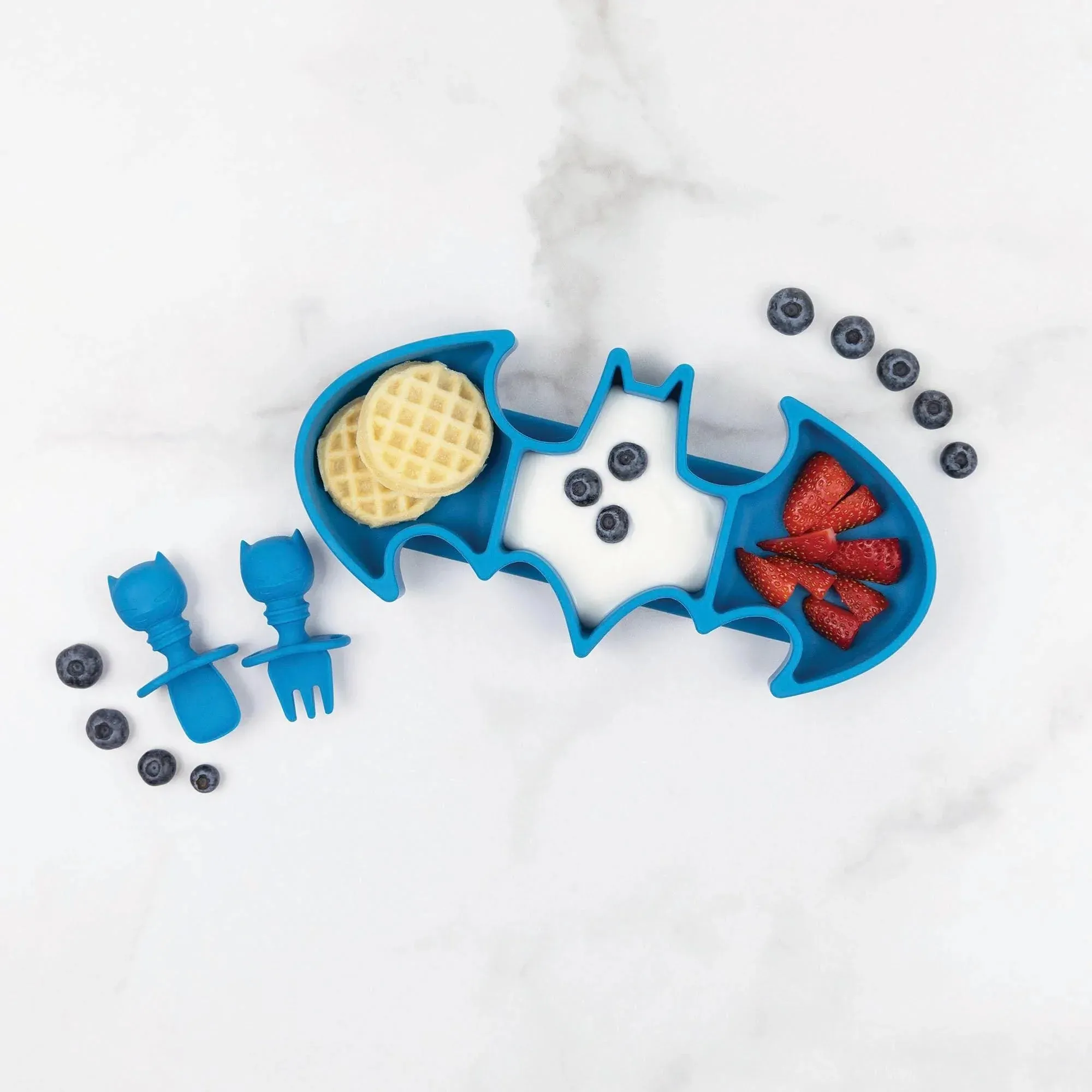 Silicone Grip Dish: Batman Blue