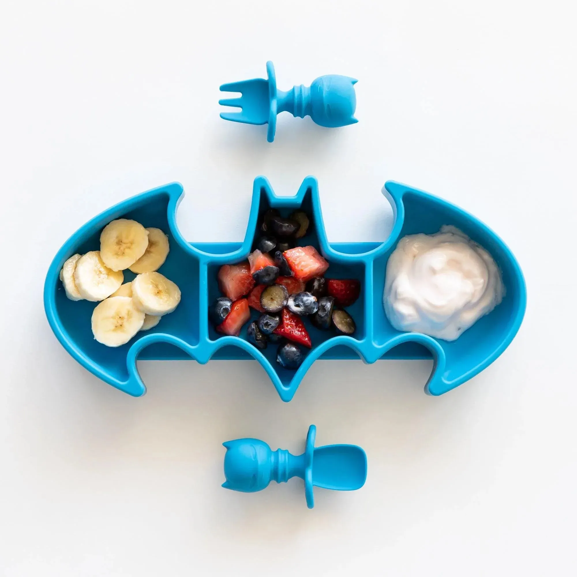 Silicone Grip Dish: Batman Blue