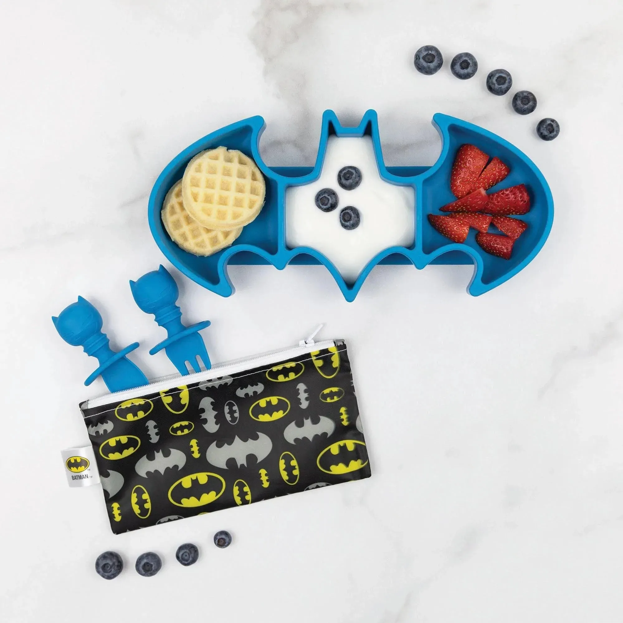 Silicone Grip Dish: Batman Blue