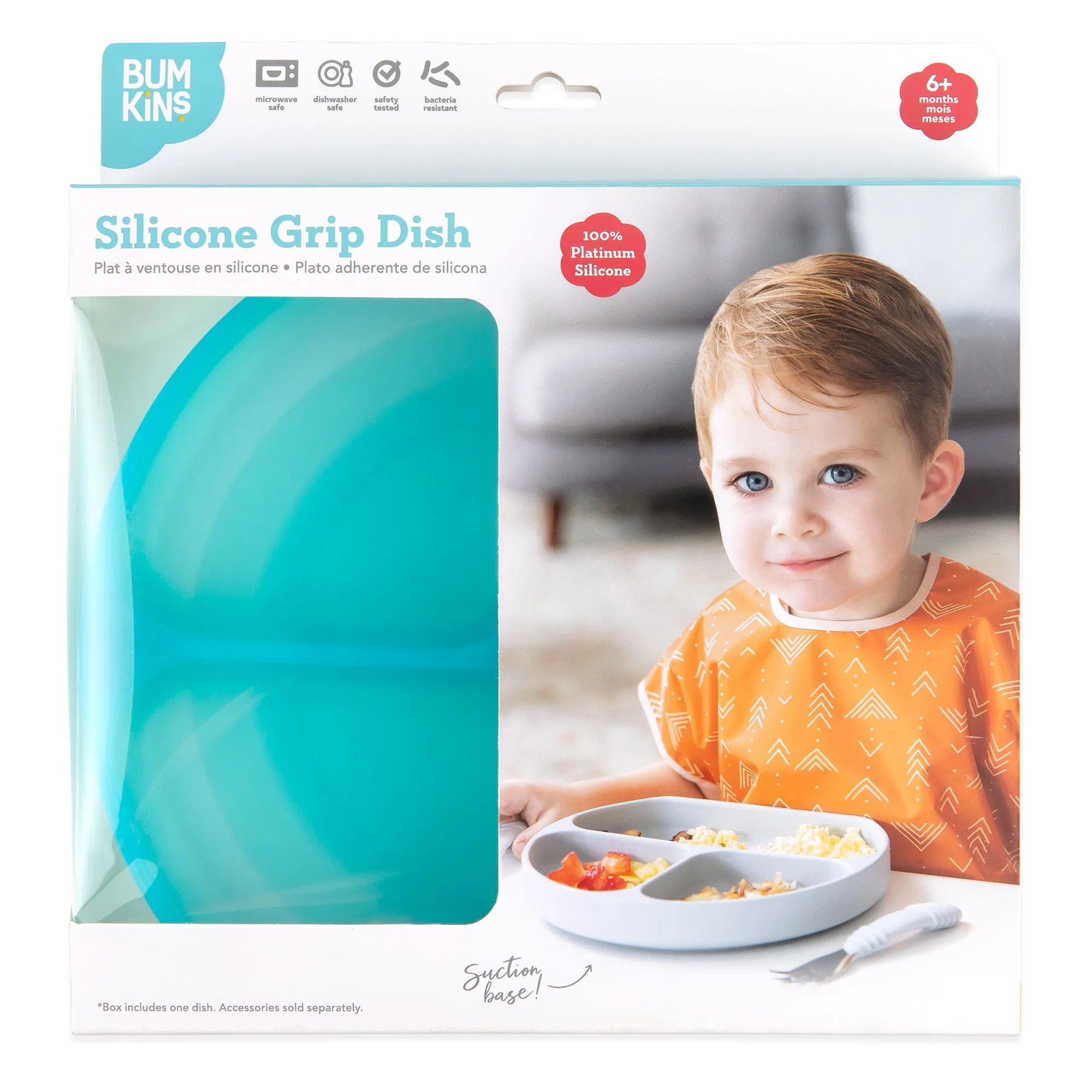 Silicone Grip Dish: Blue Jelly