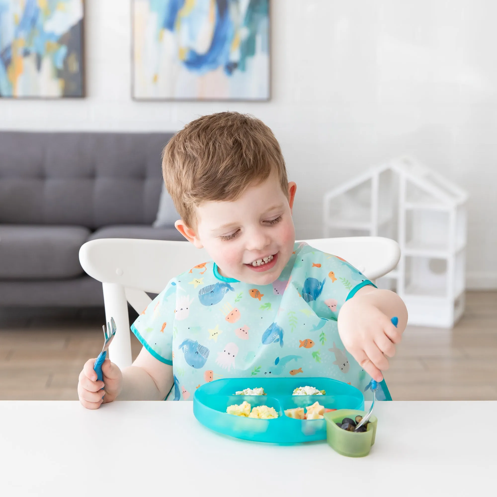 Silicone Grip Dish: Blue Jelly