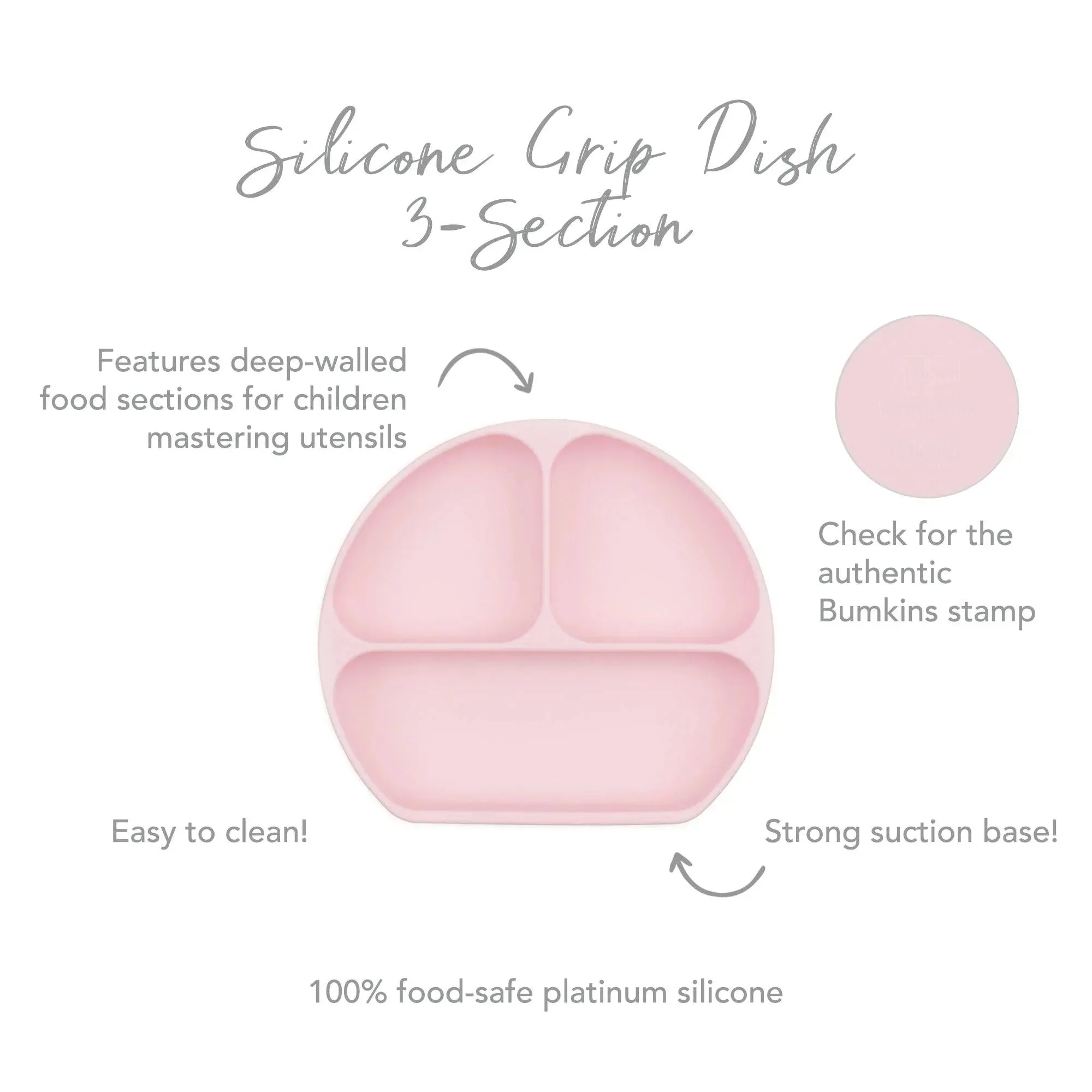 Silicone Grip Dish: Pink