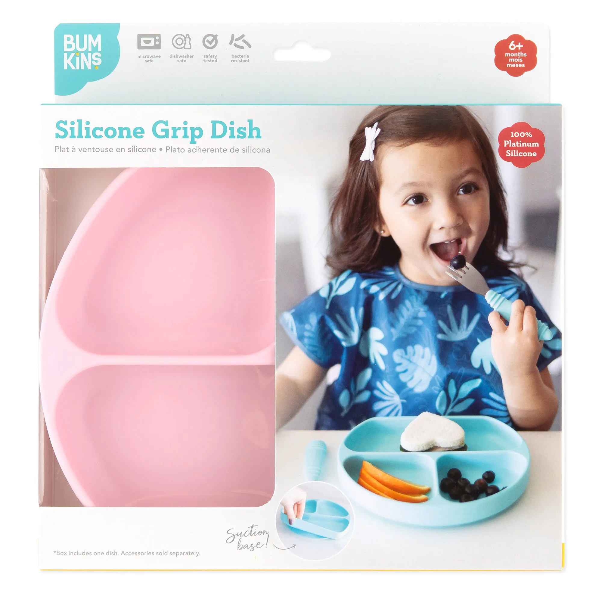 Silicone Grip Dish: Pink