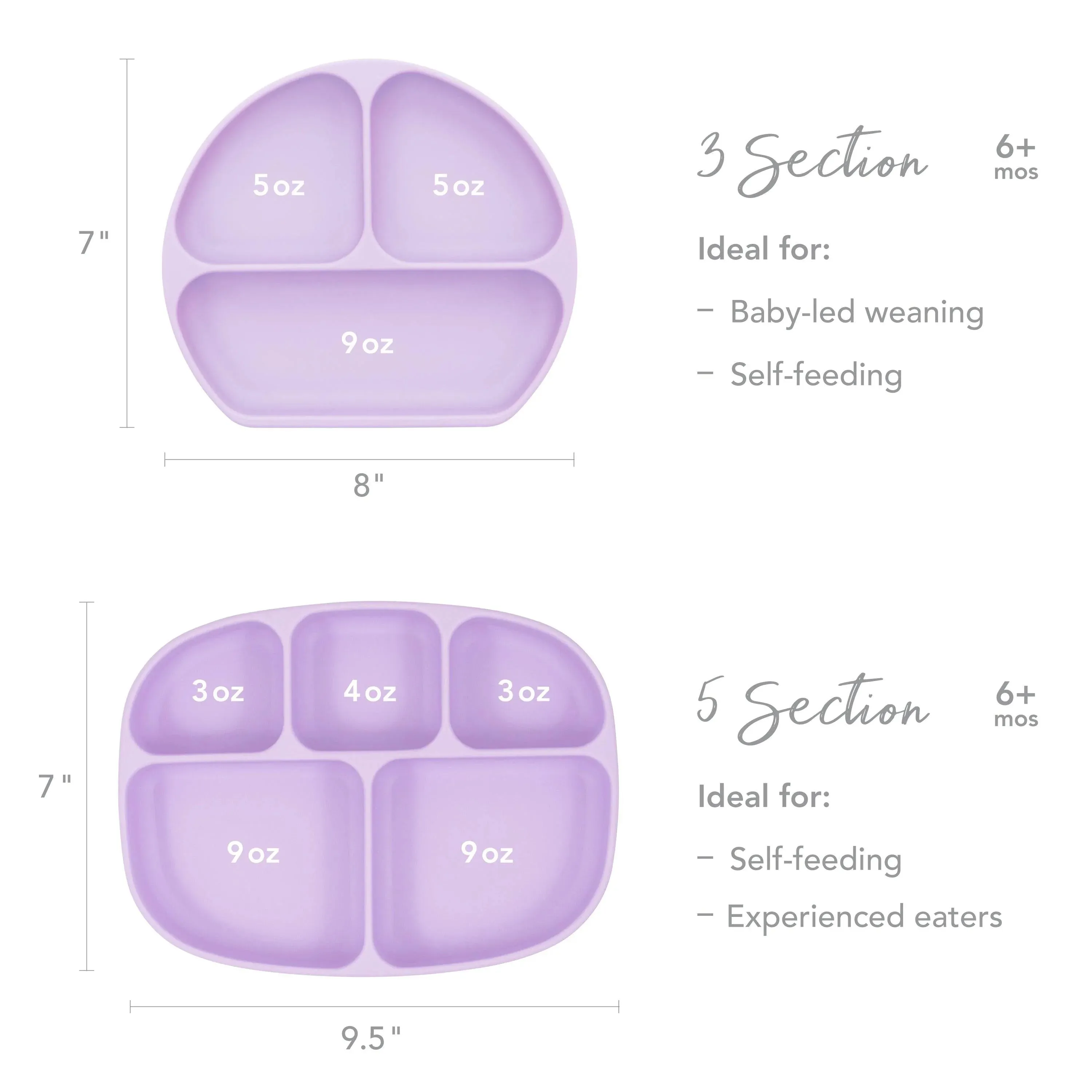 Silicone Grip Dish with Lid (3 Section): Lavender