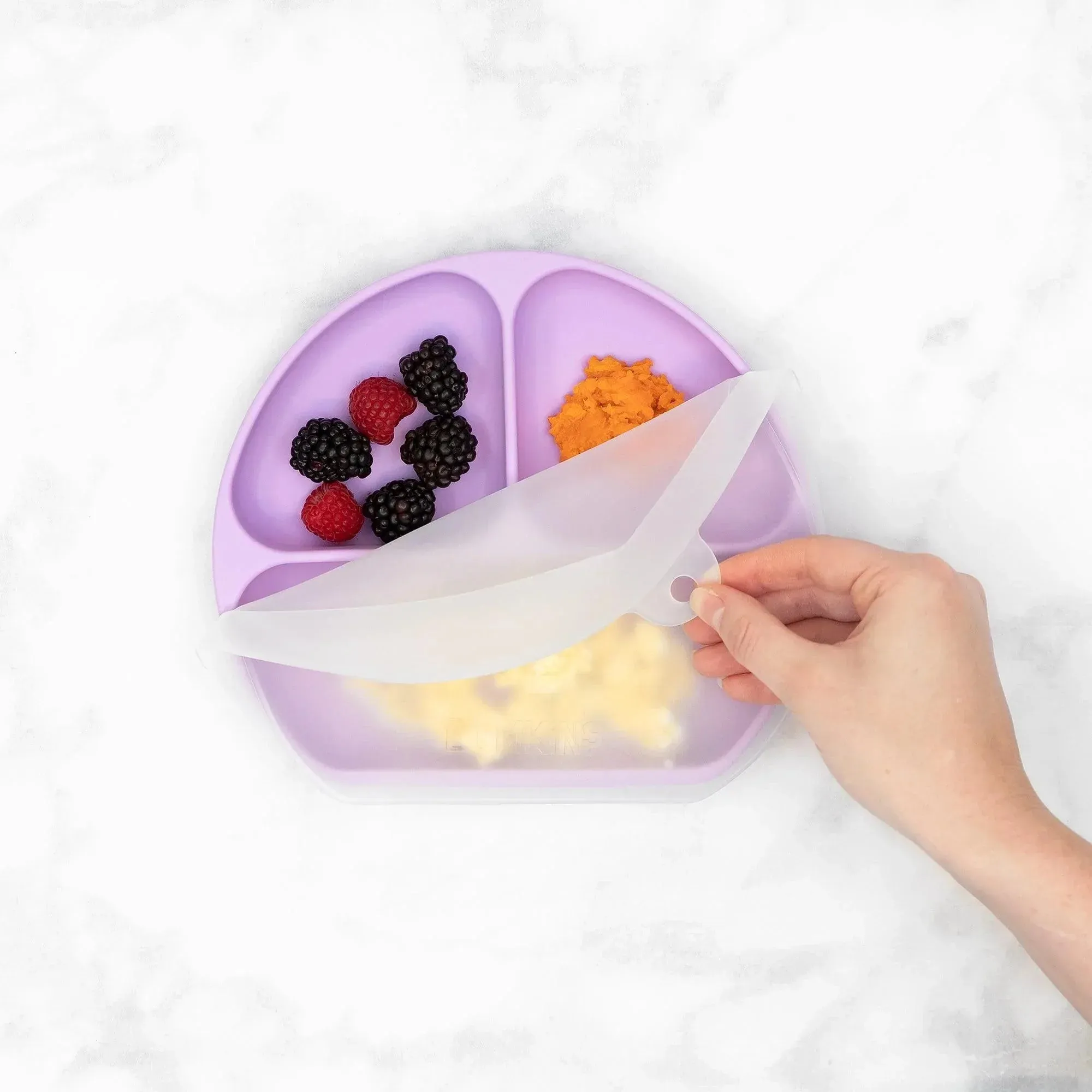 Silicone Grip Dish with Lid (3 Section): Lavender