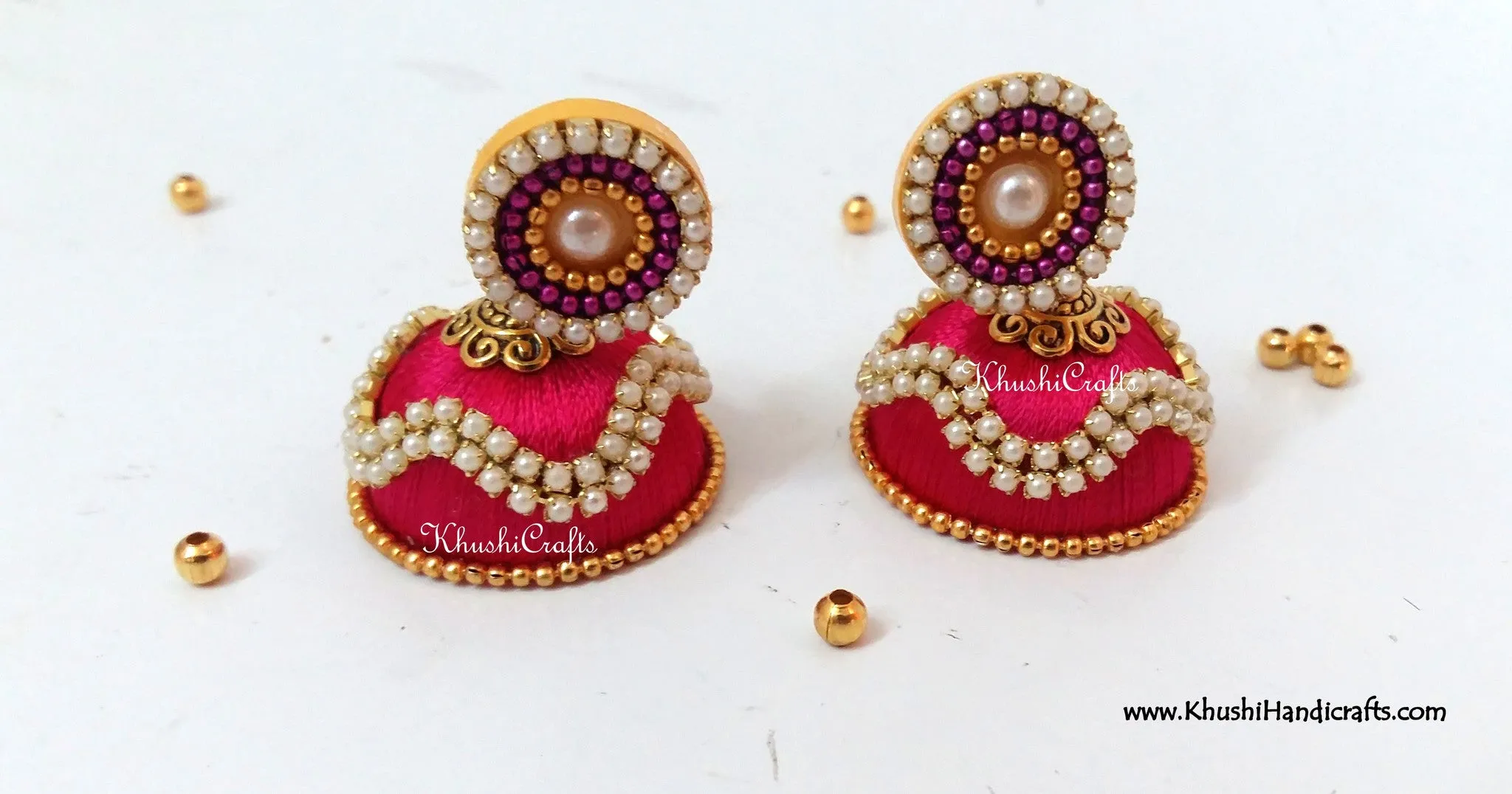 Silk Jhumkas with Pearl work