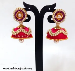 Silk Jhumkas with Pearl work