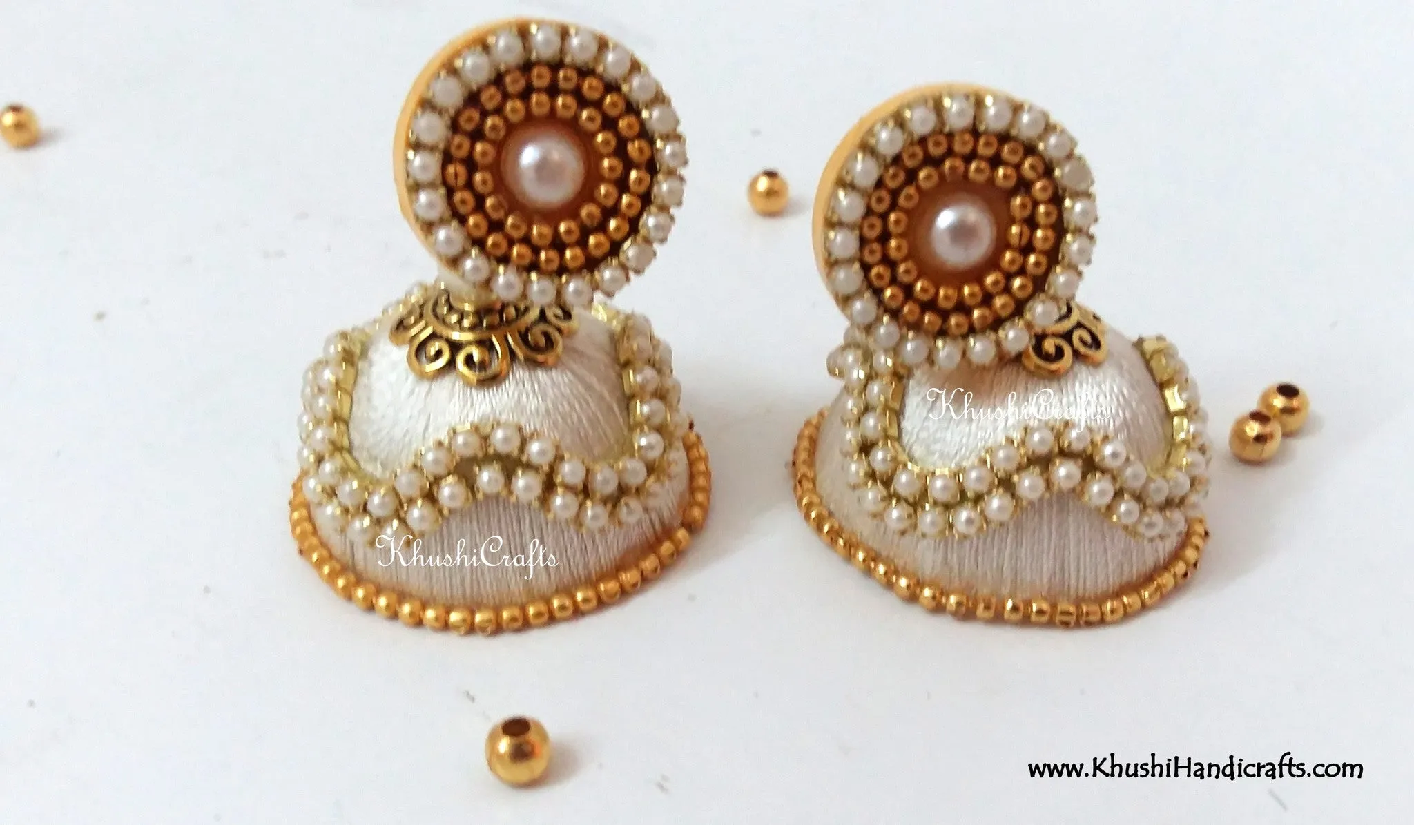 Silk Jhumkas with Pearl work