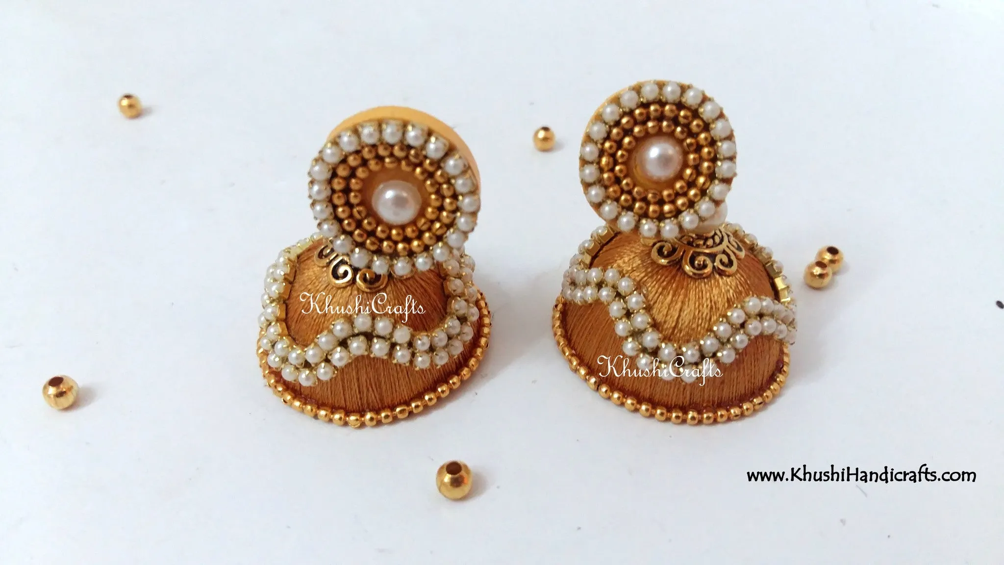 Silk Jhumkas with Pearl work