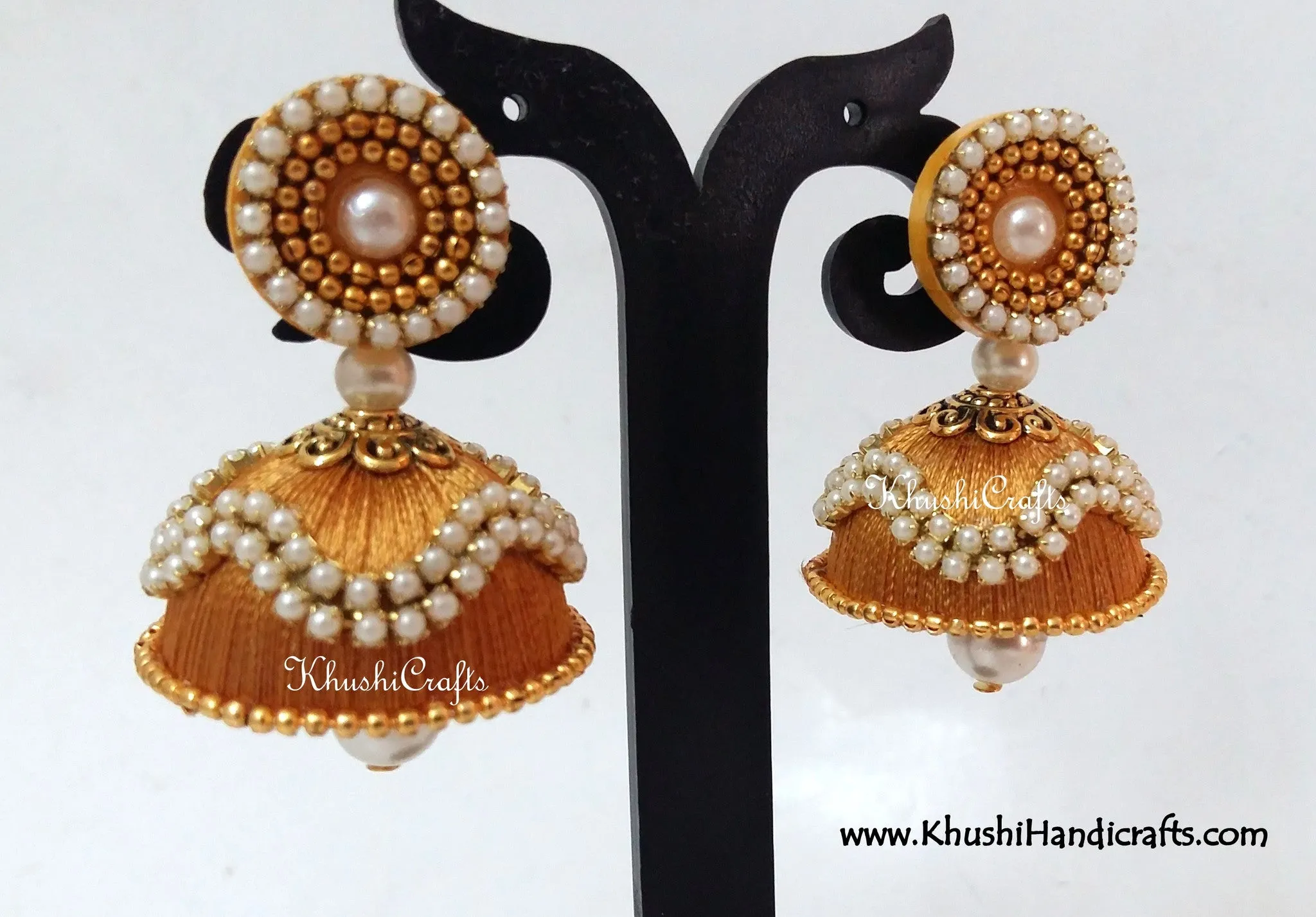 Silk Jhumkas with Pearl work