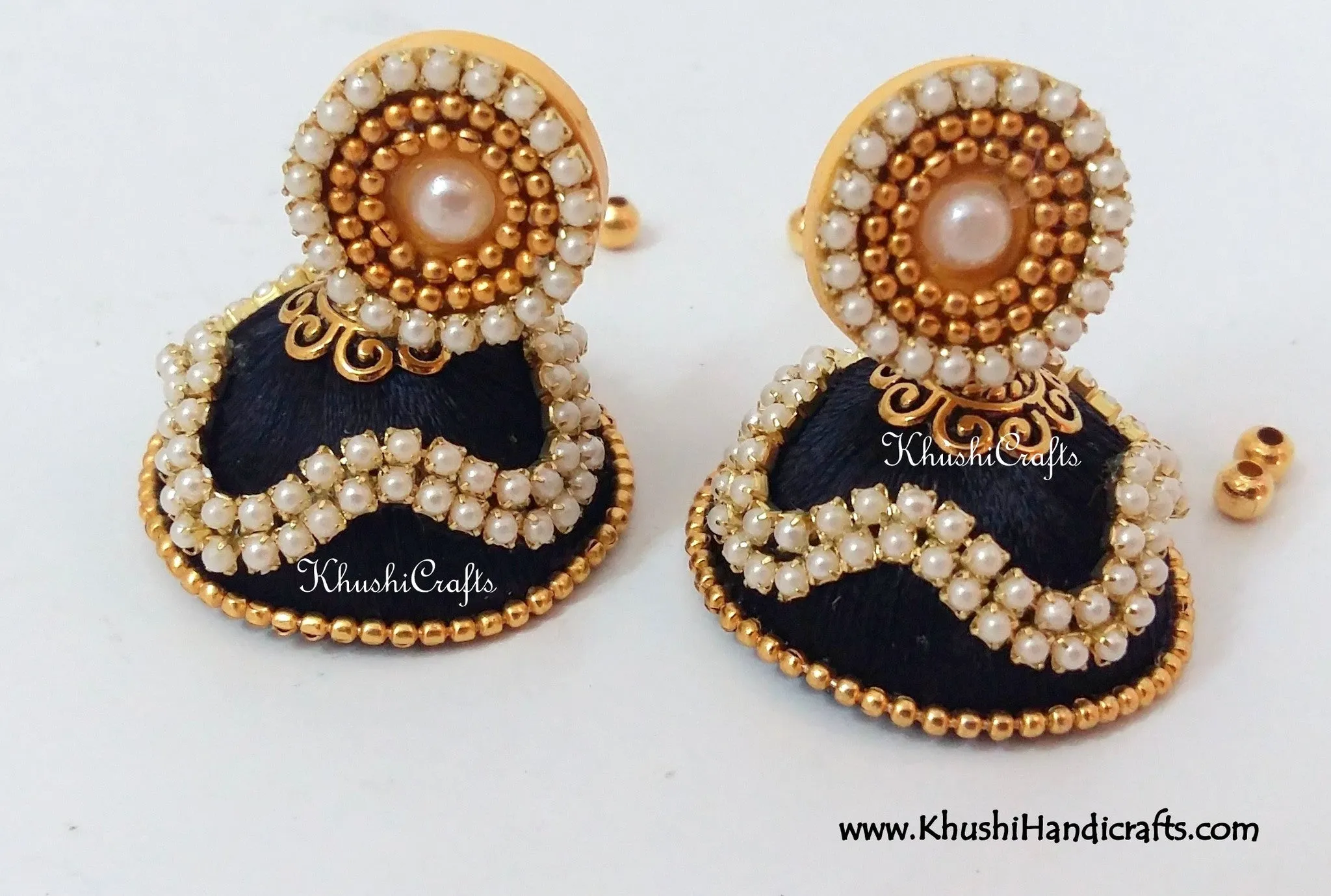 Silk Jhumkas with Pearl work