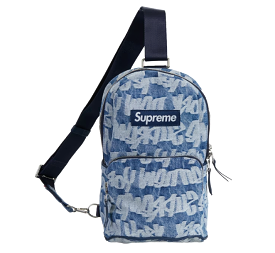 Supreme Fat Tip Jacquard Denim Sling Bag Blue