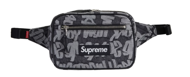 Supreme Fat Tip Jacquard Denim Waist Bag Black