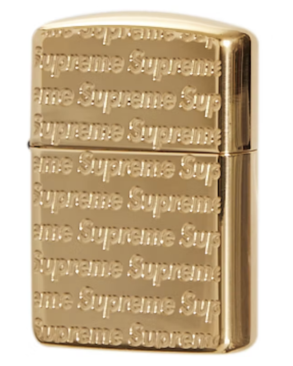 Supreme Repeat Engraved Zippo Gold